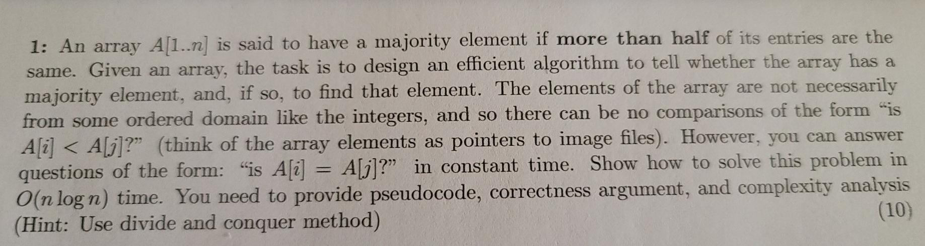  please read both questions has a 1: An array A[1..n] is