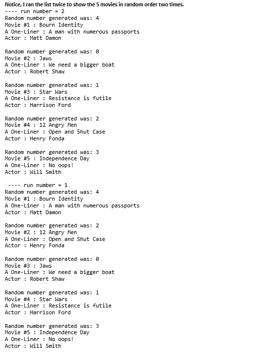 list of movies that you want to list it in a random