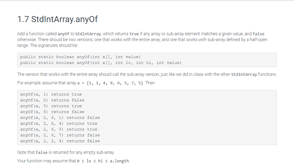  1.7 StdintArray.anyOf Add a function called anyof to stdIntArray, which returns