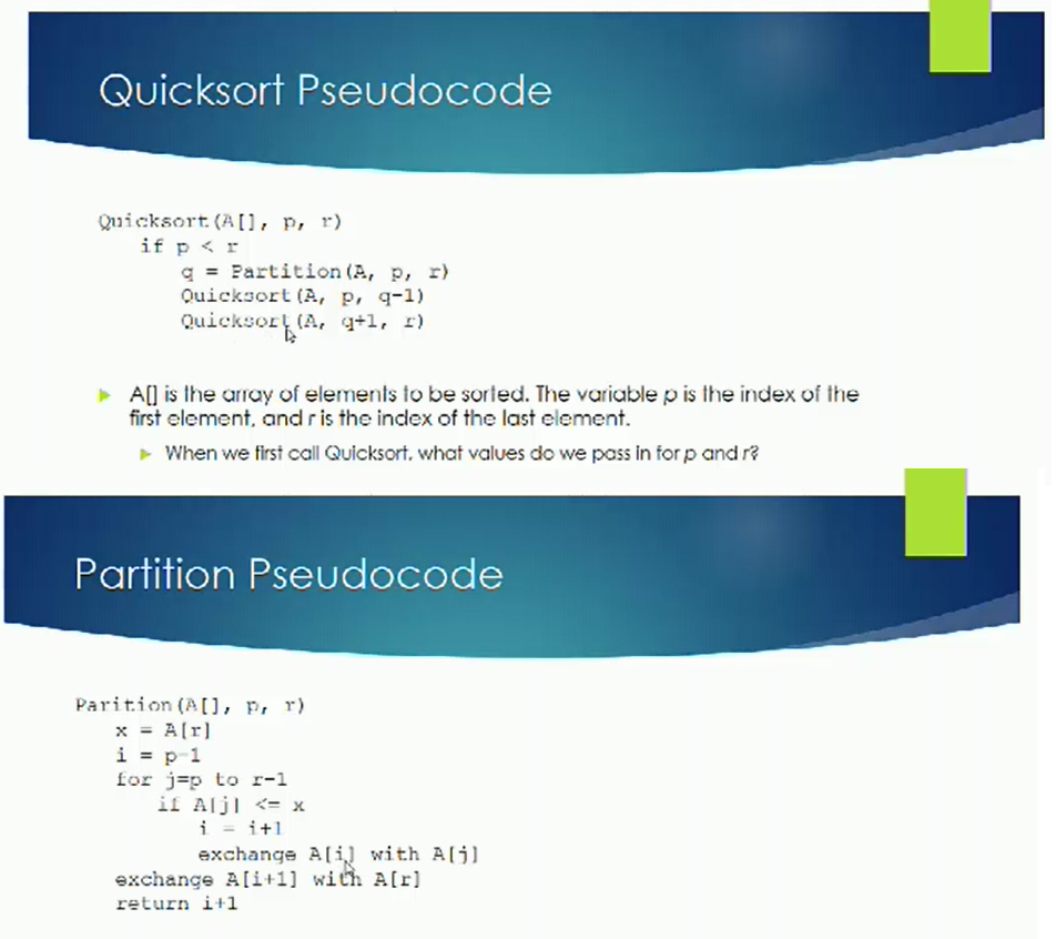 Code the Quick Sort using the following pseudo code Quicksort Pseudocode Quicksort