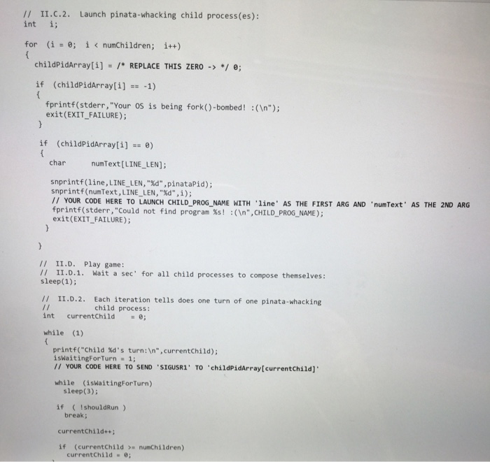 TO 'childPidArray[currentChild]' sleep(1); } // YOUR CODE HERE TO SEND 'SIGINT' TO