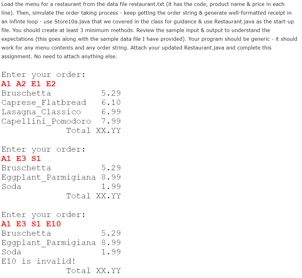 Do it in Simple Java Language! No hard coding please Load the