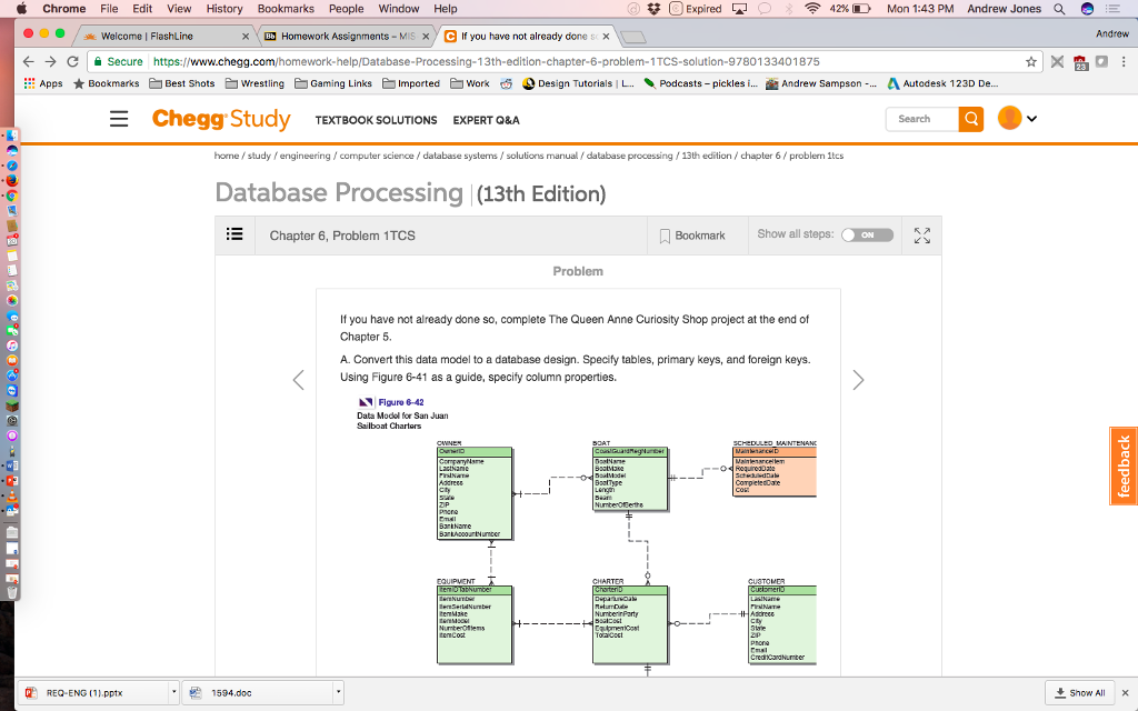 These case studies don't seem to be solved. https://www.chegg.com/homework-help/Database-Processing-13th-edition-chapter-6-problem-1TCS-solution-9780133401875 I have