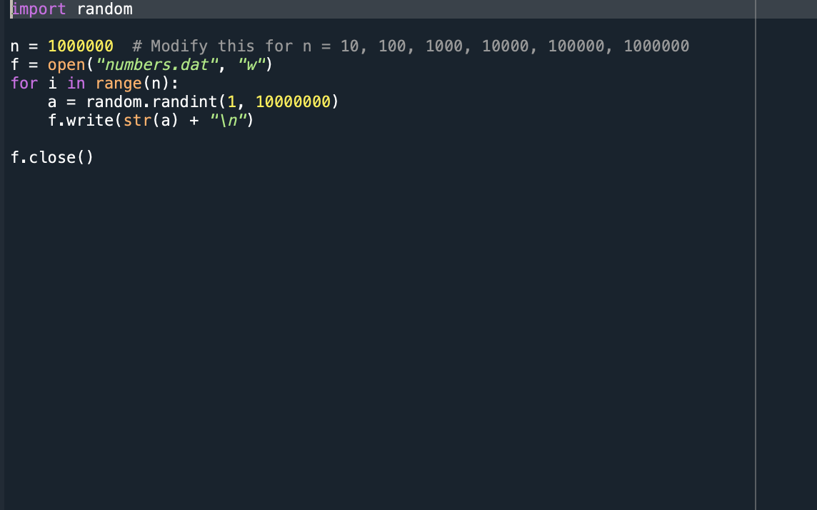 code generate_random_number_file.py given. You can generate a file with a randomly generated