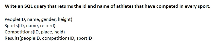  Write an SQL query that returns the id and name of
