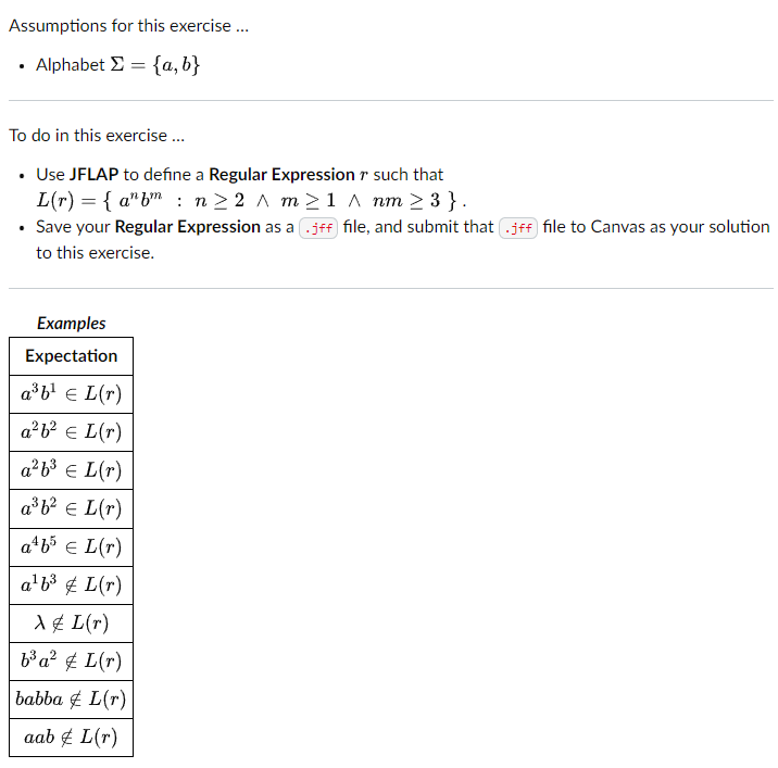 I need help on making this problem in JFLAP please. Assumptions for