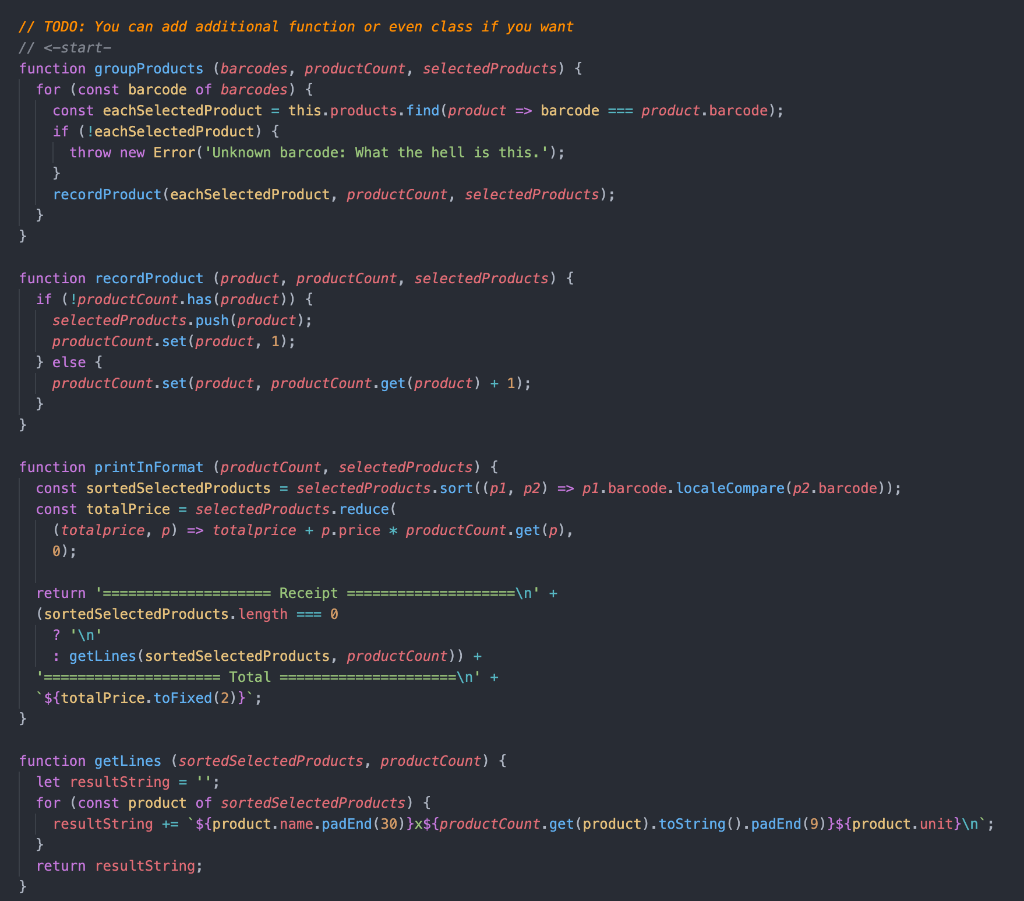 code for a problem to represent a receipt printer that will print