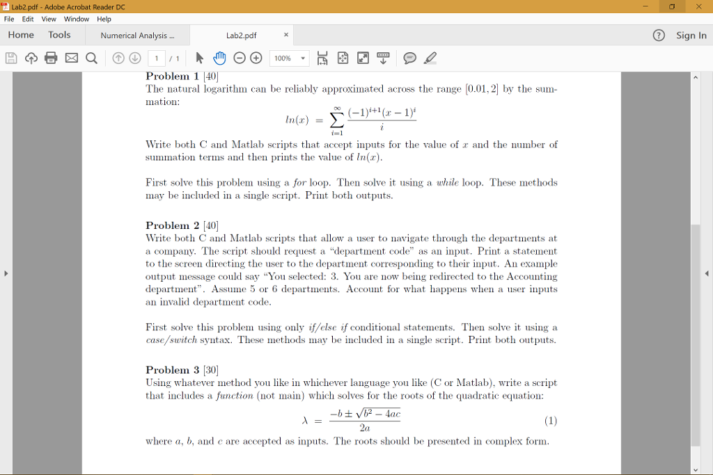 Need help doing assignments in C File Edit View Window Help Home