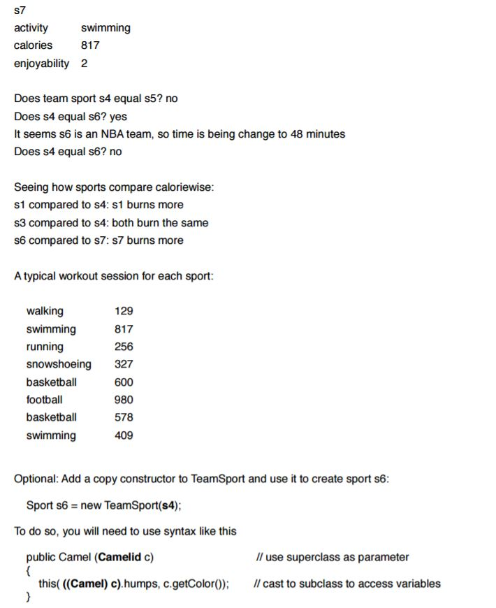 int calories; //2 constructors private static int count = 0; public Sport()