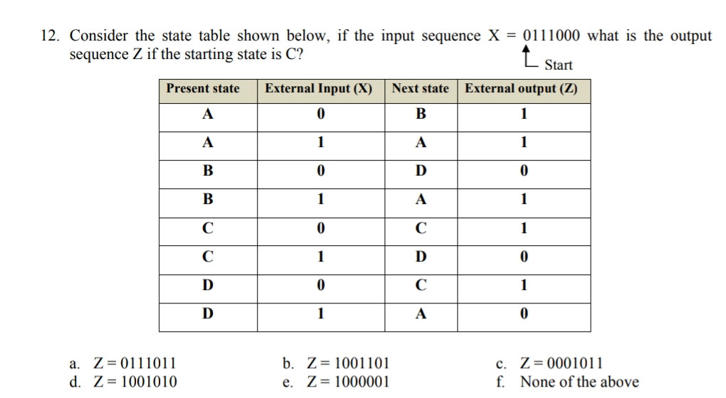 following state diagram for a sequence detector circuit, which one of the