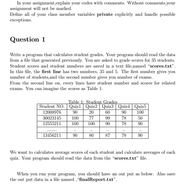  Please support with comments in the project In your assignment,explain your