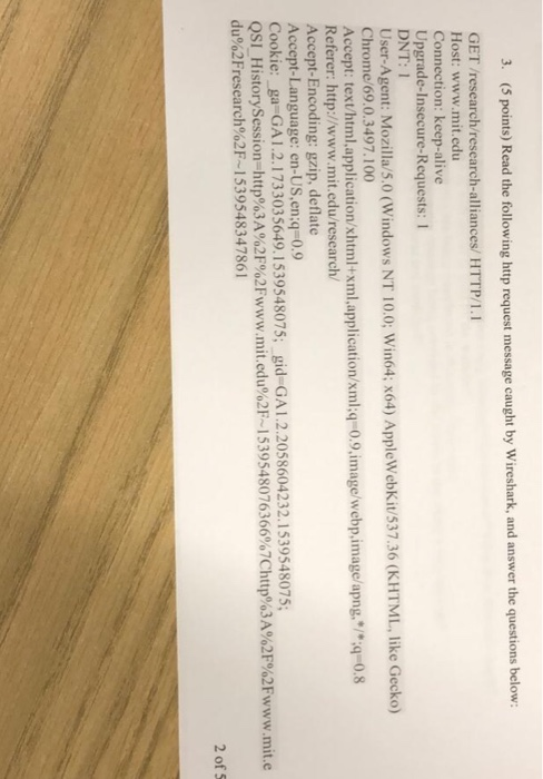  3. (5 points) Read the following http request message caught by