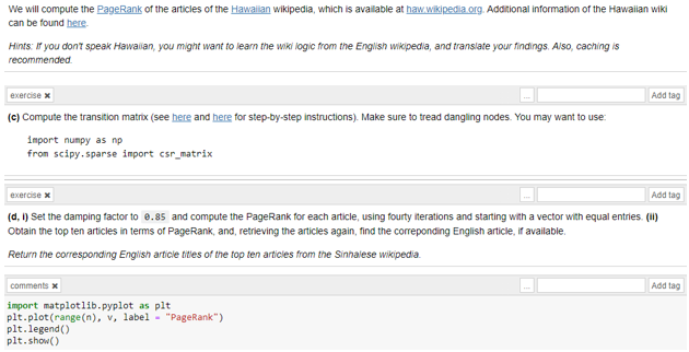  Please write in python.We will compute the PageRank of the articles