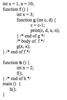 Consider the following pseudo code in an imperative language: A) Suppose the