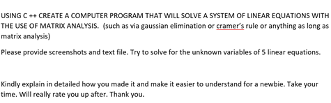 Hello! Please read everything. USING C ++ CREATE A COMPUTER PROGRAM THAT