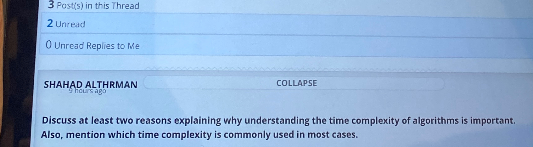  3 Post(s) in this Thread 2 Unread O Unread Replies to