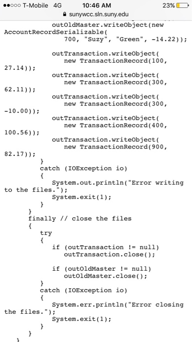 transaction file (Eg: trans ser) Your program should mimic a file matching