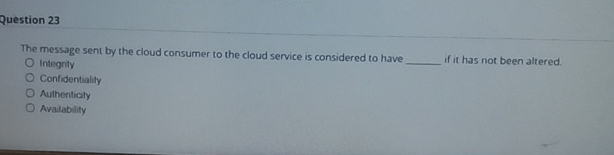  Question 23 The message sent by the cloud consumer to the