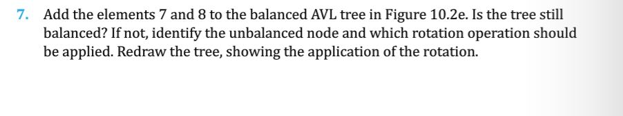 7. Add the elements 7 and 8 to the balanced AVL