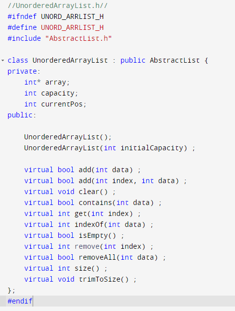 OrderedArrayList.h. Do not add any public methods to the implementations. For this