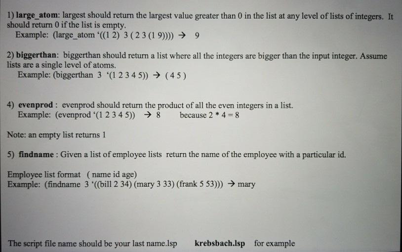  1) large atom: largest should return the largest value greater than