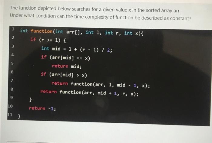 the sorted array arr- What is the worst-case time complexity of the