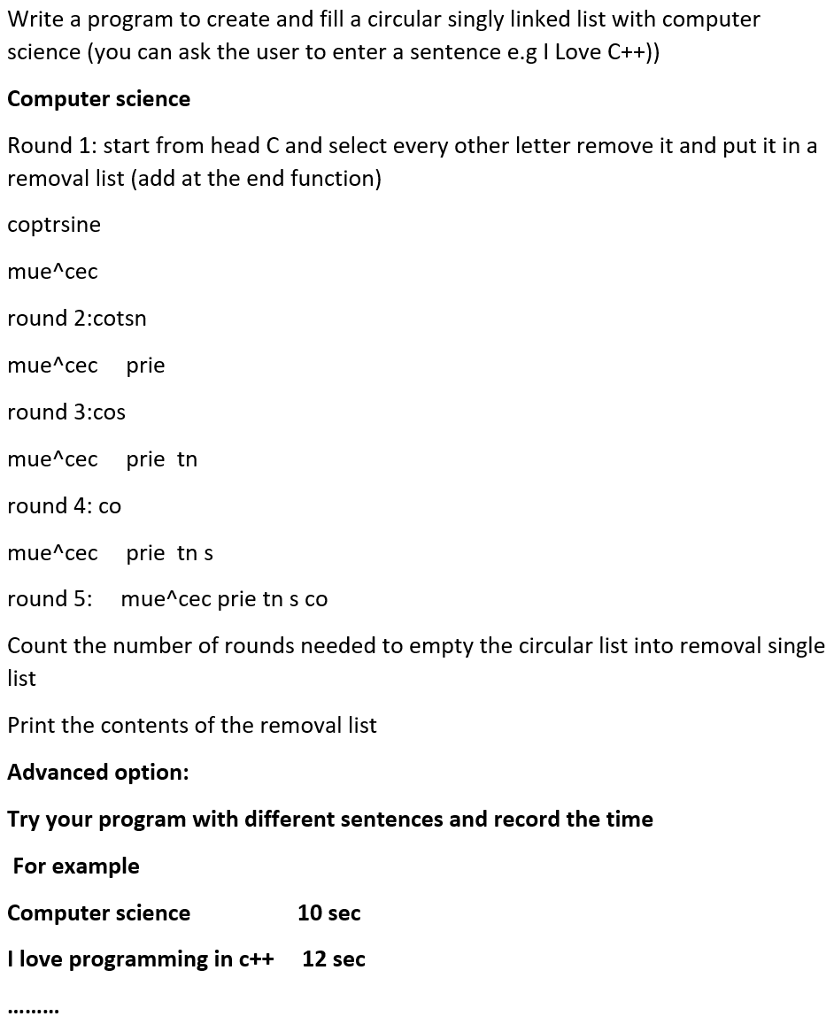 C++ Circular Linked Lists and Nodes Program takes user's input. Let's say