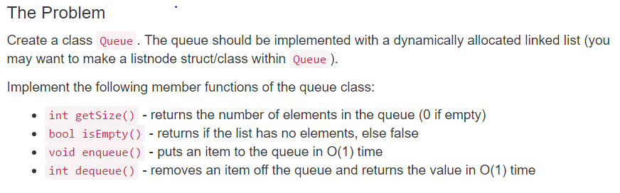 Note: I am coding in C++. All 4 functions above come with