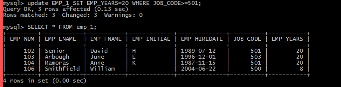EMP_1 EMPLOYEE TABLE JOB TABLE Problem: Use SQL commands to answer Problems