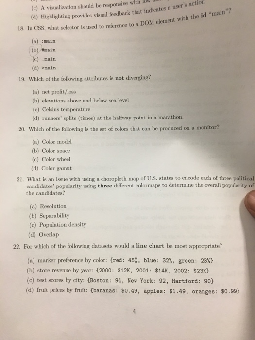  Data visualizations multiple choice with loW (c) A visualization should be