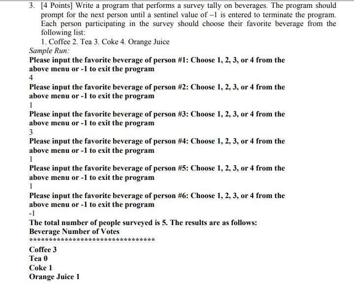  in c++ 3. [4 Points] Write a program that performs a