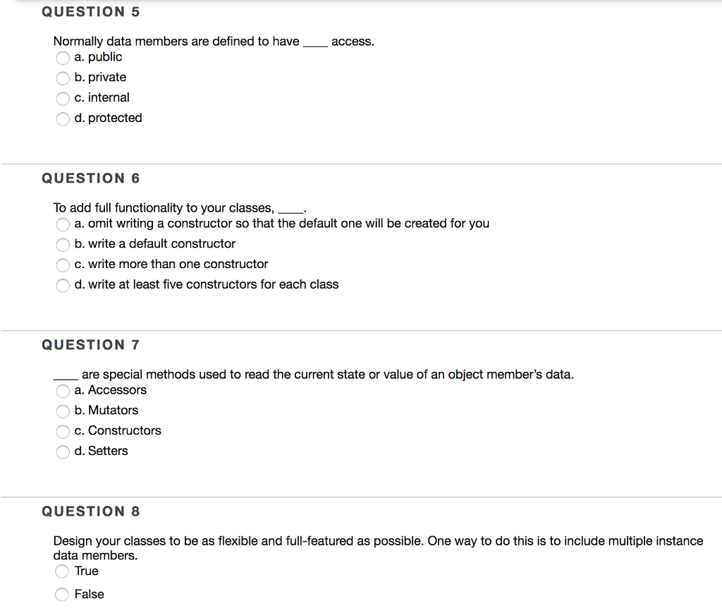 all public members of the class (once an object is instantiated). a.