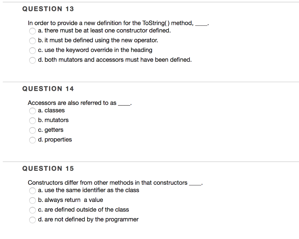 methods must have the static keyword in their heading. True False QUESTION