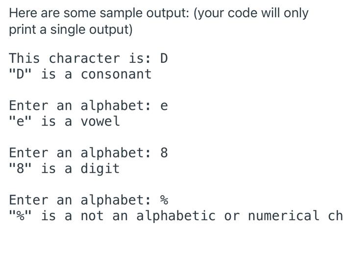 using a nested conditional execution statement to: Create a character variable and