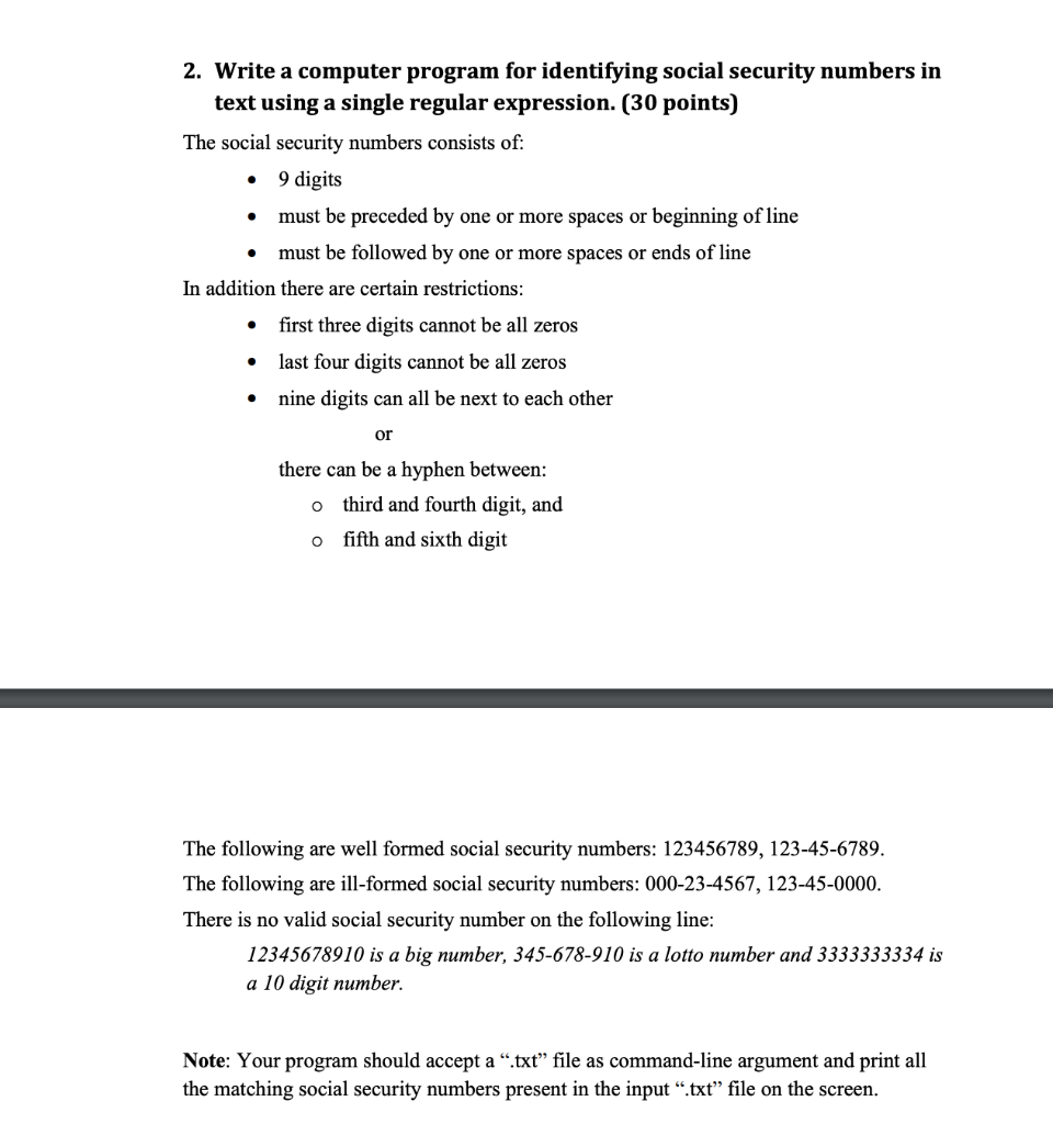 social security numbers consists of: 9 digits must be preceded by one