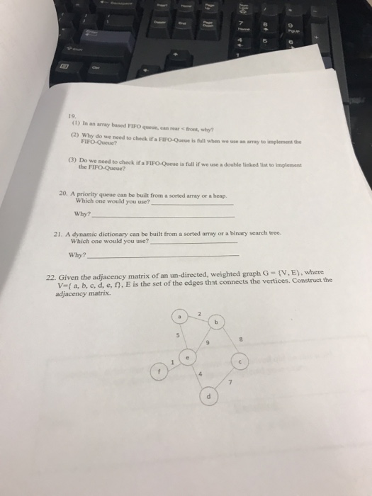  llo 19, (1) In an array based FIFO queue, can rear