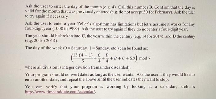 if -elif-else Loops Reading From File O . Question 1: Zeller's Algorithm