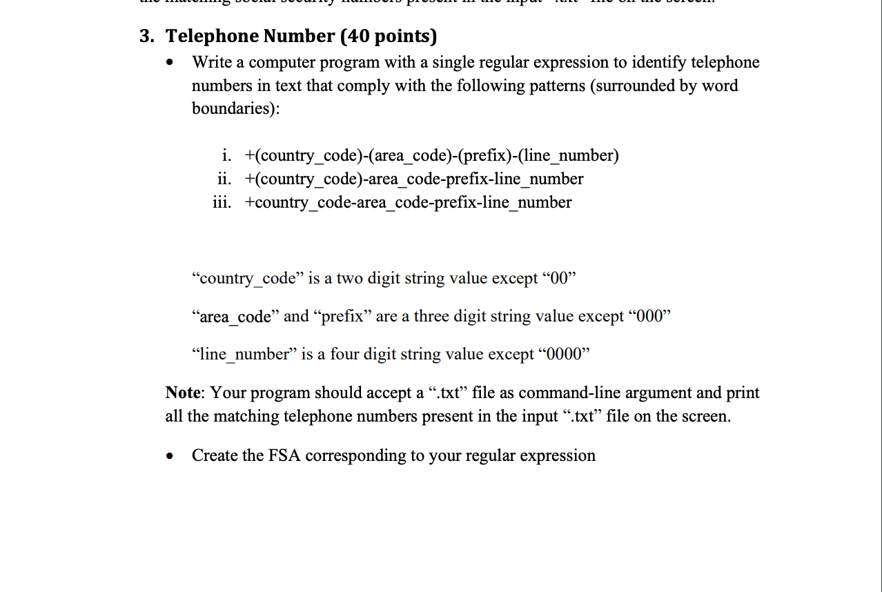 computer program with a single regular expression to identify telephone numbers in