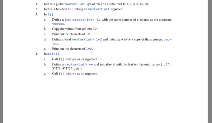  Copying memory in vectors 1. Define a global vector int gv
