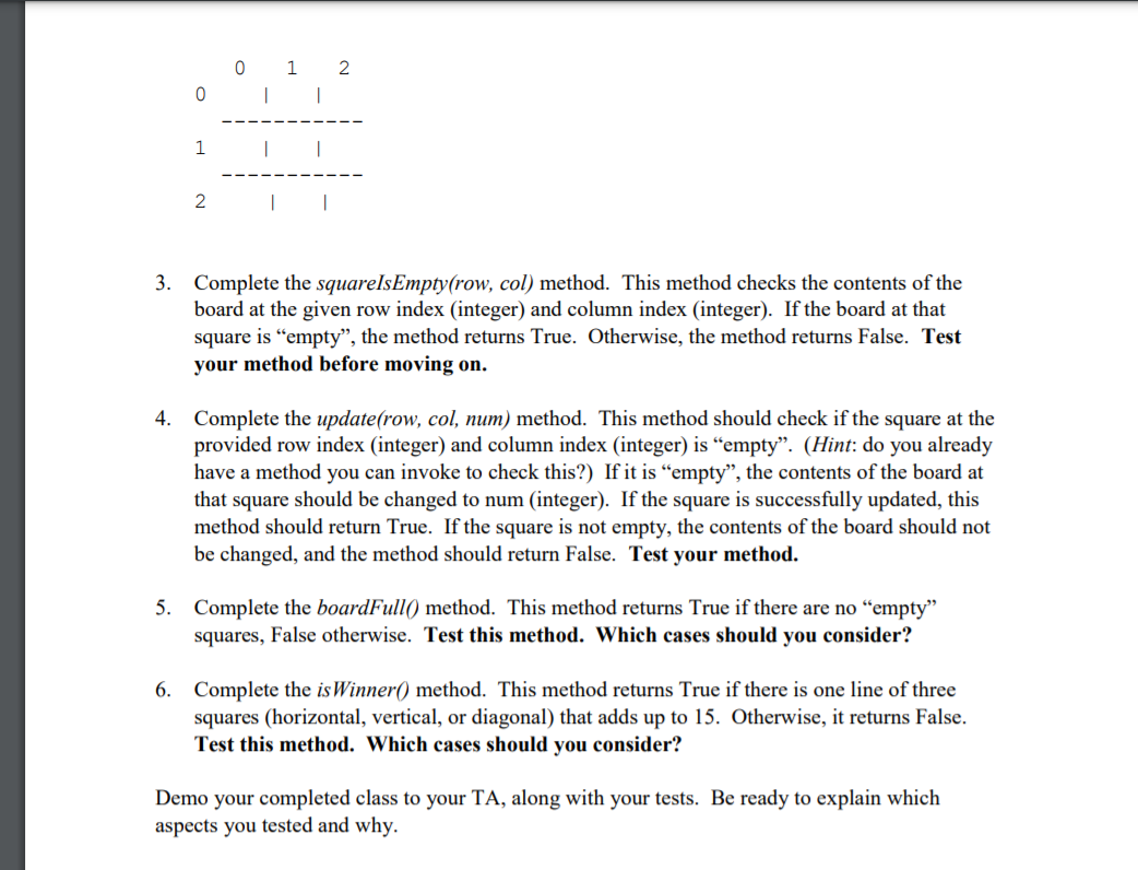 for two players who take turns filling in a 3 by 3