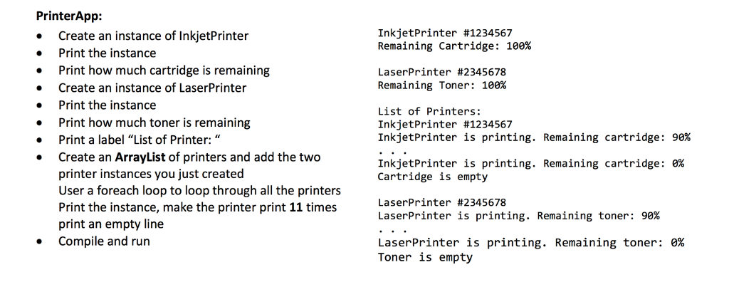 the following three classes as specified in the class diagrams Notice that