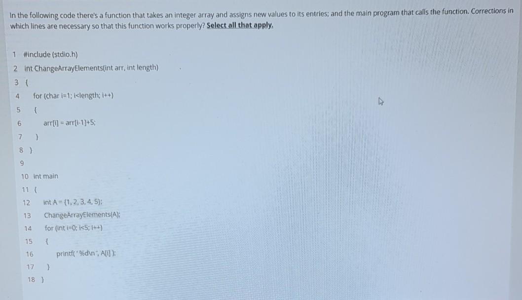  In the following code there's a function that takes an integer
