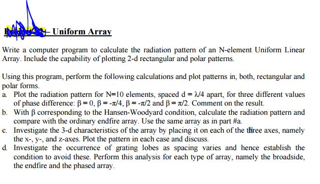 electromegnatics using matlab Write a computer program to calculate the radiation pattern