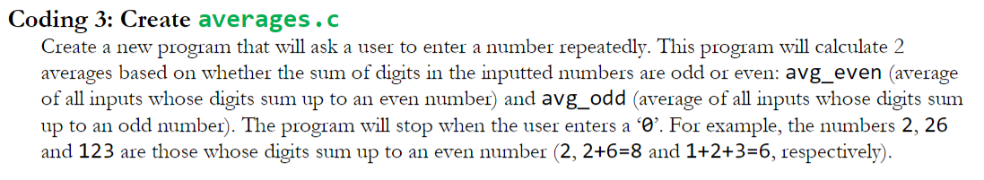 Please do it in C, the output has to be exactly