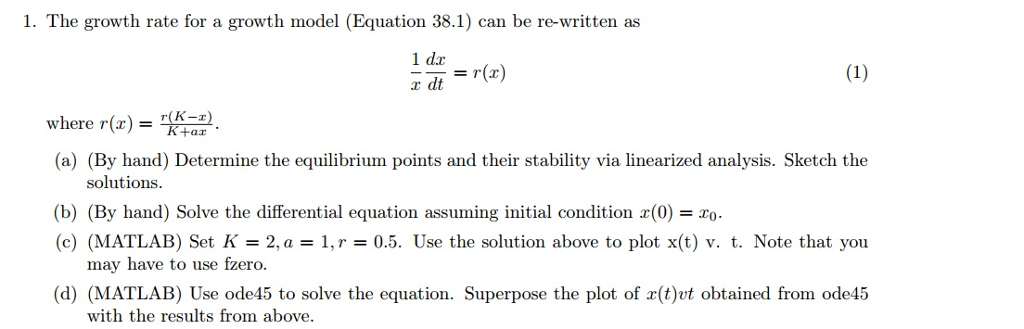 Need help with the MATLAB code, thank you The growth rate