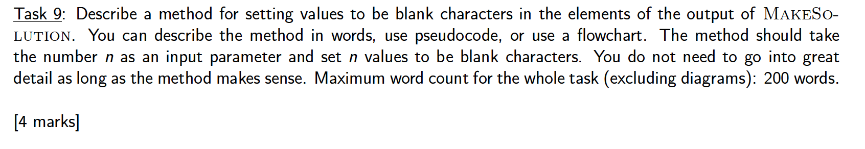 Task 9: Describe a method for setting values to be blank