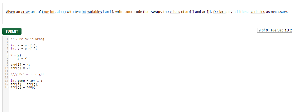 JAVA , please explain why the first segment of the code is