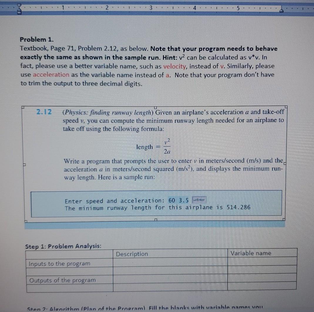 1 2 3 2 5 Problem 1. Textbook, Page 71, Problem
