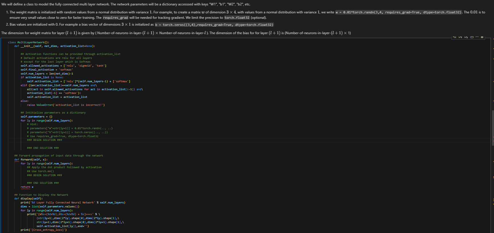  We will define a class to model the fully connected multi