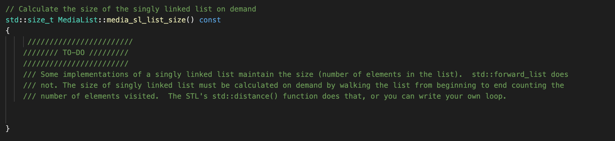 question(Code in C++): Some implementations of a singly linked list maintain the
